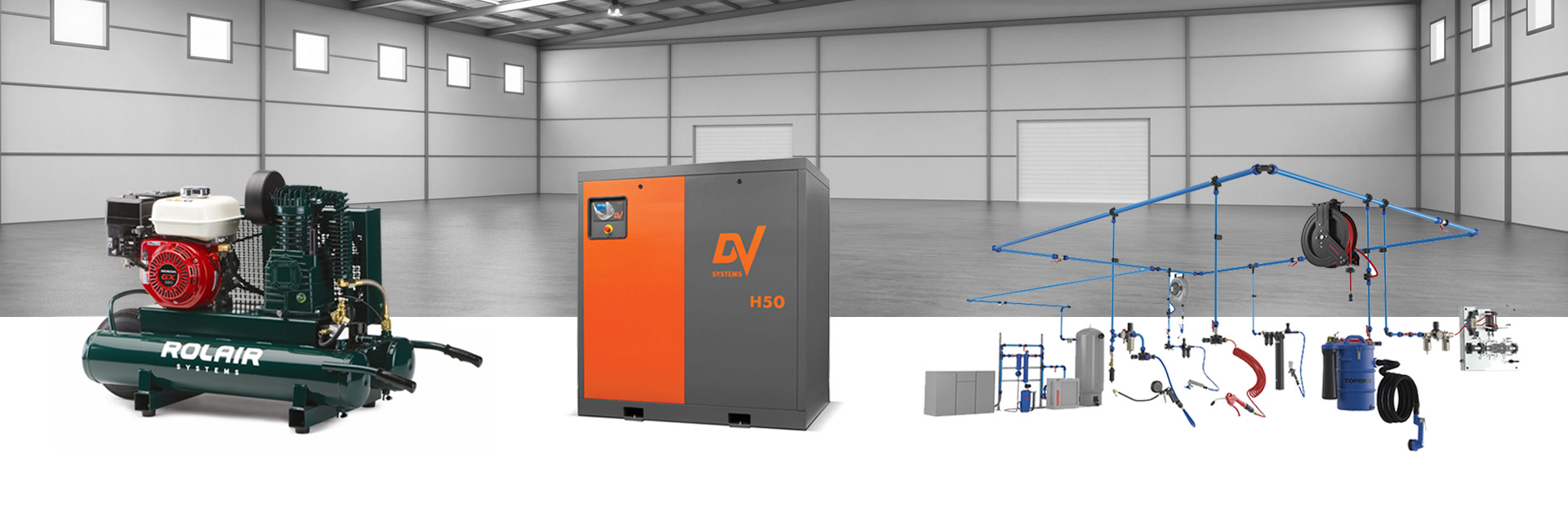 Air Compressors DV Systems, RolAir & Topring Pumps & Pressure
