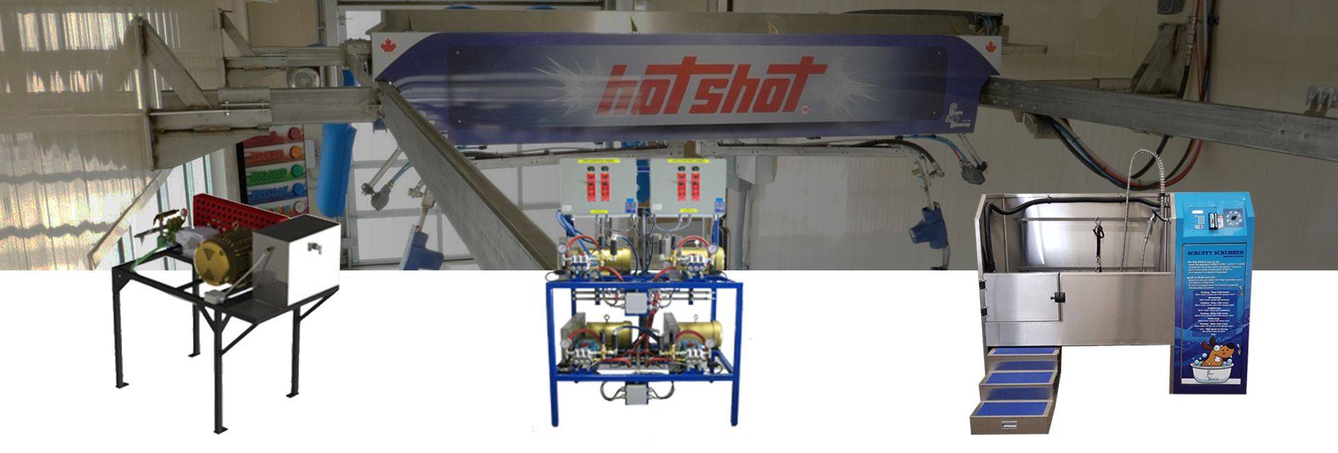 three carwash systems in with a washer bay in the background
